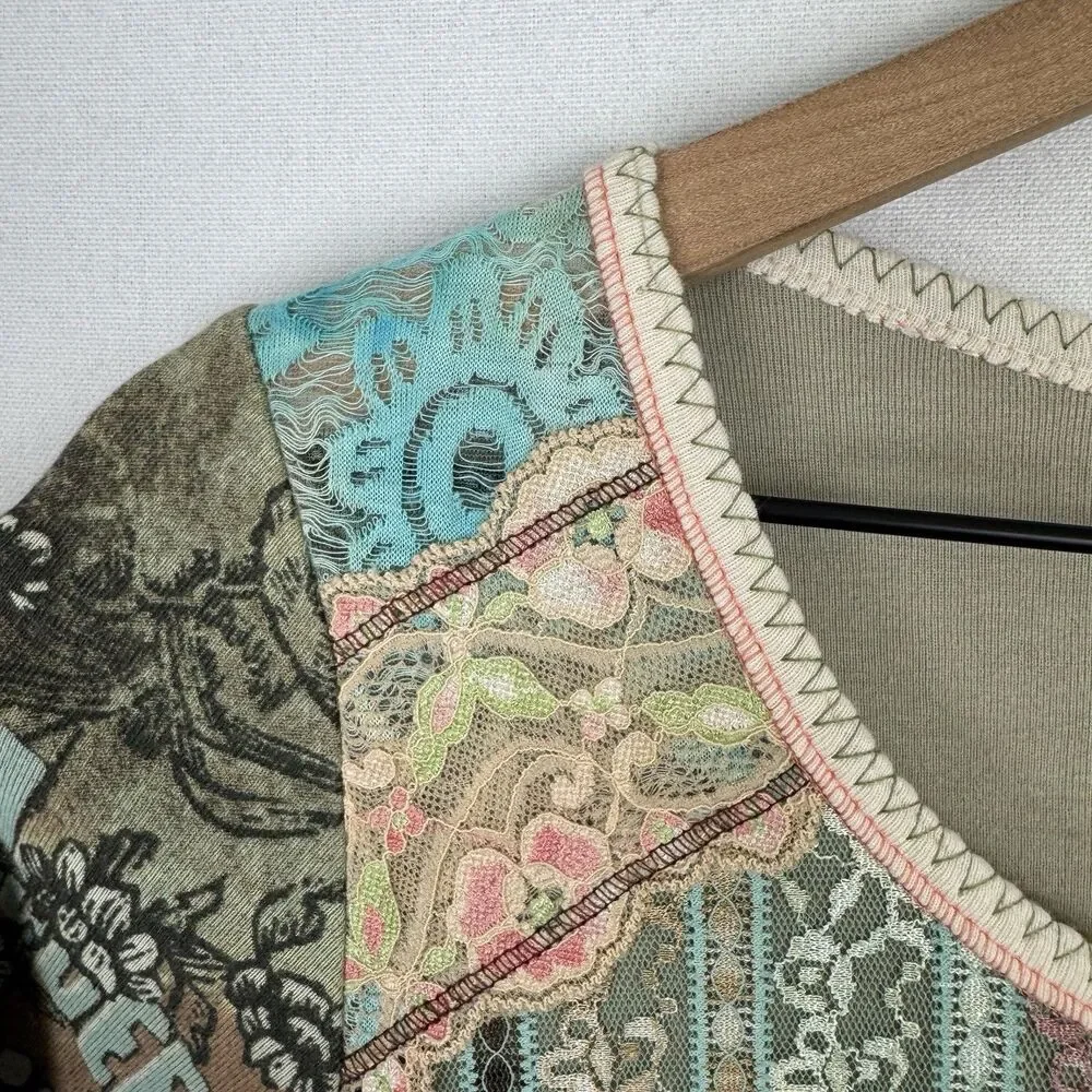 Vtg 90s‎ Lace Top Womens Large Pastel Pink Blue Phoebe Friends Festival Boho USA - Picture 16 of 16